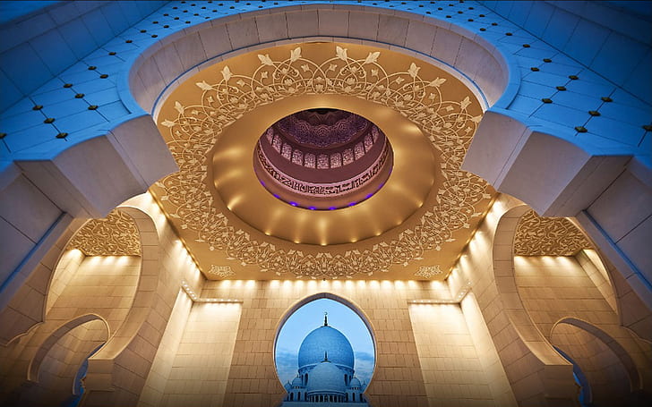 مسجد الشيخ زايد في أبو ظبي القباب خلفيات سطح المكتب العمارة الإسلامية 190 × 1200، خلفية HD