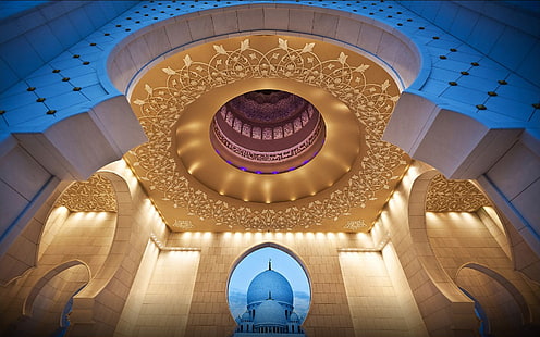 Sheikh Zayed-moskén i Abu Dhabi Kupoler Islamisk arkitektur Skrivbordsbakgrunder 190 × 1200, HD tapet HD wallpaper