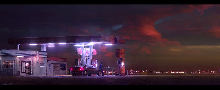 concept art, digitale, uomini, distributore di benzina, Logan, Logan (film), Wolverine, Sfondo HD HD wallpaper
