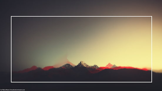 горы обои, минимализм, горы, 3D, пейзаж, снег, холмы, HD обои HD wallpaper