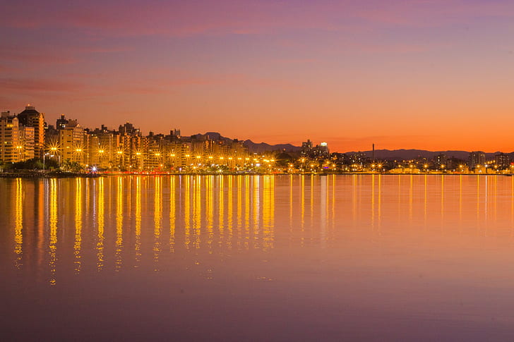 twilight, sunset, hills, dusk, Brasil, Santa Catarina, Florianópolis, HD wallpaper
