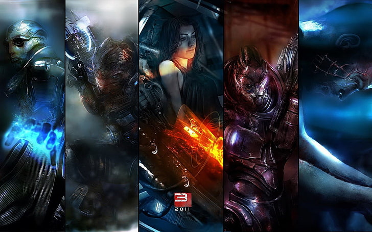 Mass Effect, Miranda Lawson, gry wideo, Commander Shepard, Shepard, science fiction, Garrus Vakarian, Grunt (Mass Effect), Thane Krios, Tapety HD