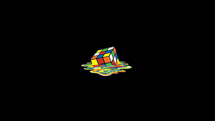 3x3 Rubik's cube illustration, minimalism, cube, simple background, HD wallpaper