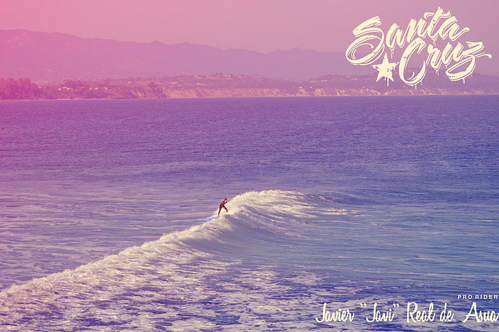 바다와 산, 필터, 포토샵, 서핑, 산타 크루즈 (캘리포니아), HD 배경 화면
