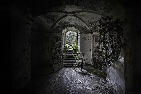 architecture, old building, abandoned, chair, Crypt (Location), HD wallpaper HD wallpaper