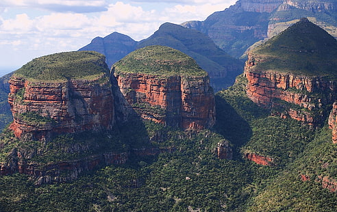 природа, пейзаж, фотография, планини, каньон, ерозия, скала, храсти, облаци, Южна Африка, HD тапет HD wallpaper