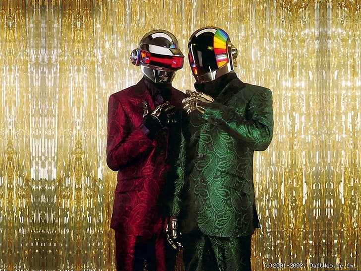 deux hommes en vestes de costume avec casques, Daft Punk, musique, Fond d'écran HD