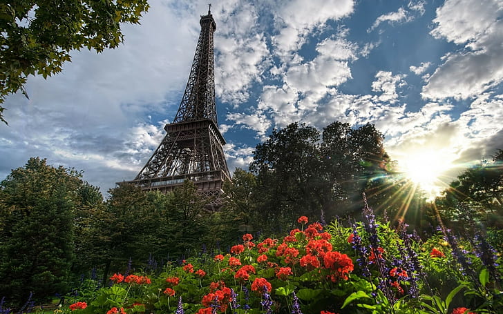 都市の景観、パリ、エッフェル塔、フランス、 HDデスクトップの壁紙
