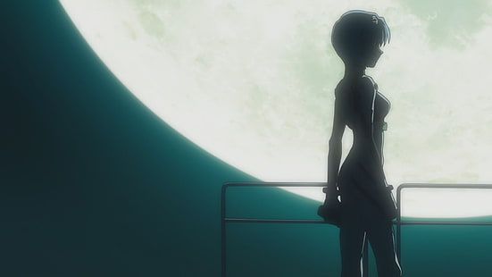 Neon Genesis Evangelion, Ayanami Rei, anime, månsken, animeflickor, HD tapet HD wallpaper