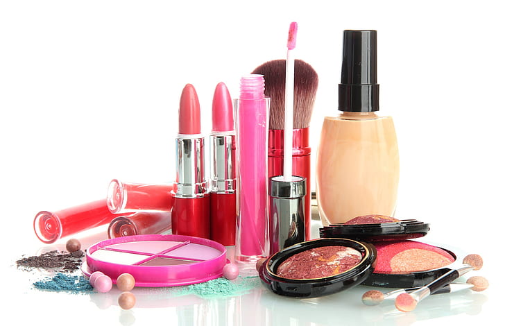 Kilau, lipstik, bayangan, kuas, kosmetik, Wallpaper HD