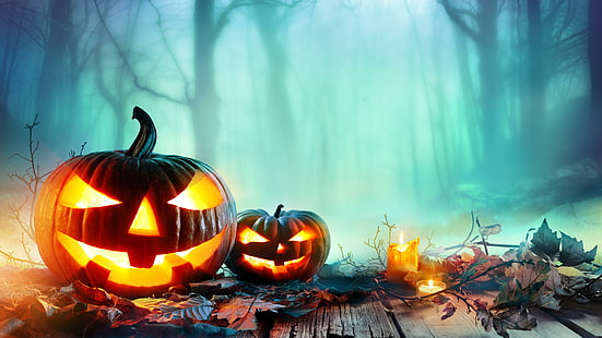 Хелоуин, тикви, калабаза, тиква, джак о фенер, свещ, есен, HD тапет HD wallpaper