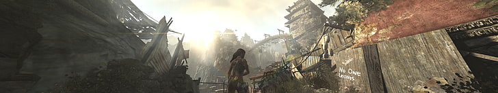 Video game Lara Croft Tomb Raider, Tomb Raider, Eyefinity, video game, tiga layar, Wallpaper HD