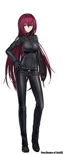 personaggio femminile anime, anime, anime girls, Fate / Grand Order, capelli lunghi, capelli rossi, occhi rossi, Lancer (Fate / Grand Order), Sfondo HD HD wallpaper