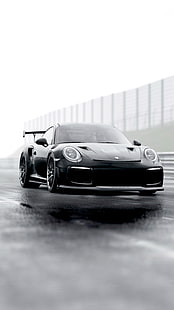 Porsche, coche deportivo, superdeportivo, negro, carreras, Fondo de pantalla HD HD wallpaper