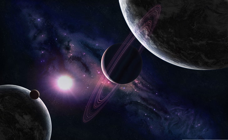 solar system illustration, space, stars, light, Wallpaper, planet, glow, picture, HD wallpaper