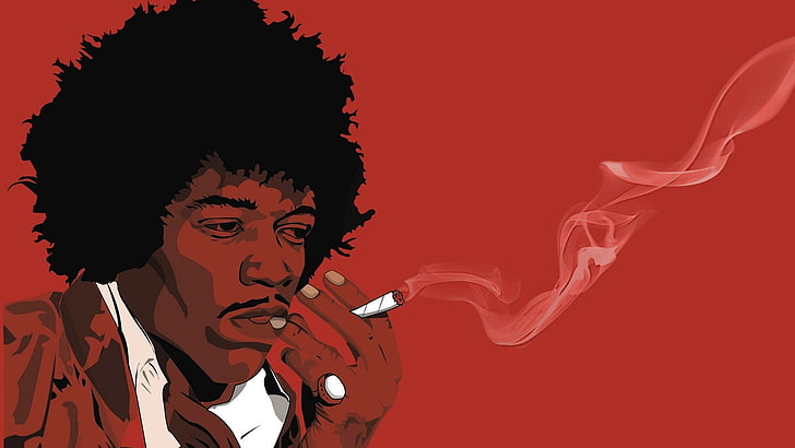 Jimmy Hendrix, Jimi Hendrix, fumar, drogas, cantante, celebridad, hombres, ilustraciones, Fondo de pantalla HD