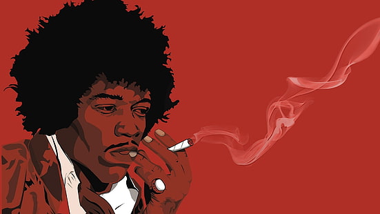 Джими Хендрикс, Джими Хендрикс, пушене, наркотици, певец, знаменитост, мъже, произведения на изкуството, HD тапет HD wallpaper