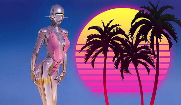 Music, Girl, 80s, Robot, 80's, Synth, Retrowave, Synthwave, New Retro Wave, madeinkipish, Futuresynth, Sintav, Retrouve, Outrun, HD wallpaper