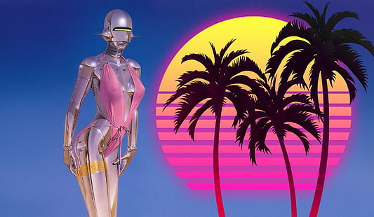  Music, Girl, 80s, Robot, 80's, Synth, Retrowave, Synthwave, New Retro Wave, madeinkipish, Futuresynth, Sintav, Retrouve, Outrun, HD wallpaper HD wallpaper