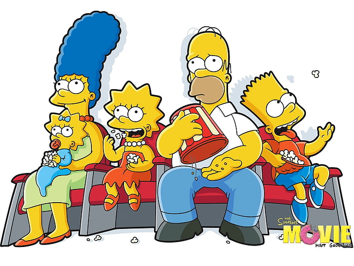 The Simpsons, The Simpsons Movie, Bart Simpson, Homer Simpson, Lisa Simpson, Maggie Simpson, Marge Simpson, HD tapet