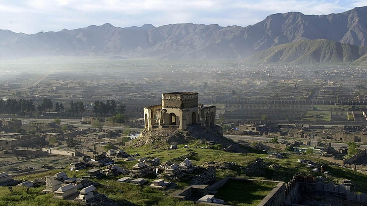 bombardeado, asia, mausoleo de mohammed nadir shah, cementerio real, colina de nader shah, tumba de nader shah, montaña, tumba de la colina, ruina, histórico, atracción turística, ruinas, tierras altas, cielo, historia antigua, kabul, hito, Fondo de pantalla HD
