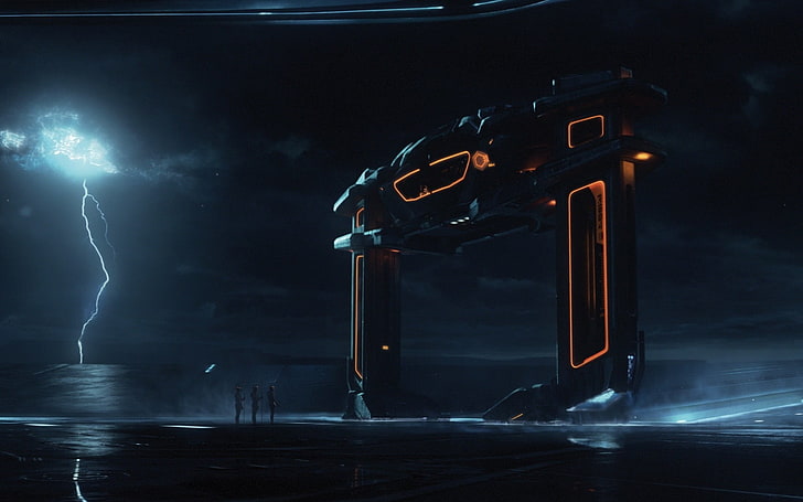 schwarz-orange Strukturtapete, Tron Legacy, der Thron, HD-Hintergrundbild