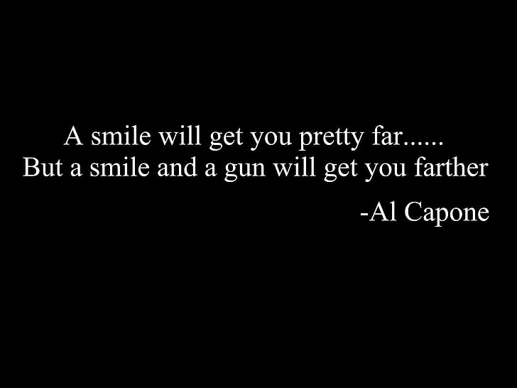 black background with text overlay, quote, Al Capone, typography, text, simple background, black background, HD wallpaper
