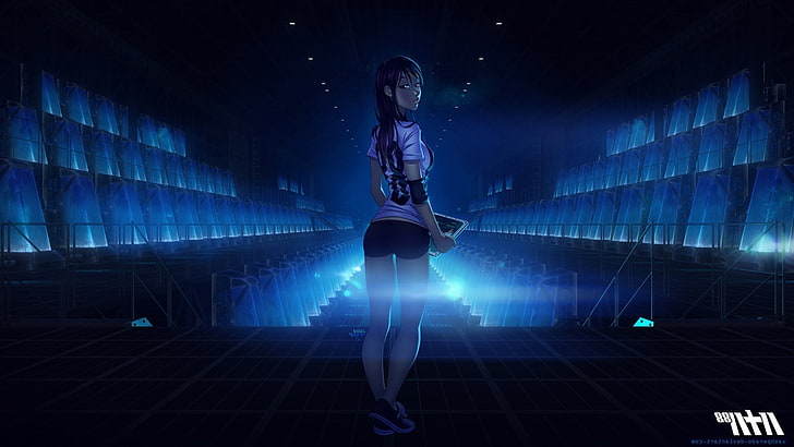 anime meninas personagens originais anime nave espacial espaço futurista vashperado olhando para trás shorts brilhando 88 menina, HD papel de parede