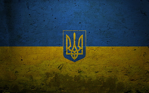 fond d'écran jaune et bleu, drapeau, armoiries, ukraine, peinture, Fond d'écran HD HD wallpaper