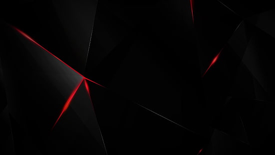 black, dark, abstract, 3D, shards, glass, red, HD wallpaper HD wallpaper