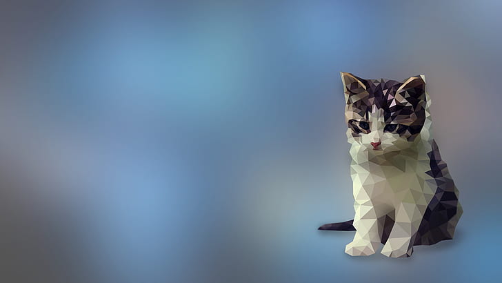 digital art kittens low poly cat animals, HD wallpaper | Wallpaperbetter