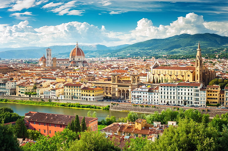 Kota, Florence, Bangunan, Katedral, Kota, Cityscape, Italia, Wallpaper HD
