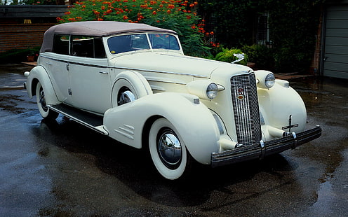 1936 Cadillac V-16 Series 90, white vintage coupe, cars, 1920x1200, cadillac, cadillac v-16, HD wallpaper HD wallpaper