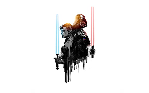 Gwiezdne wojny, Darth Vader, Lightsaber, Luke Skywalker, Minimalist, Tapety HD HD wallpaper