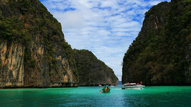 Phuket Thailand HD, cliffs, phuket, thailand, water, HD wallpaper