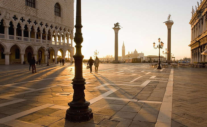 Piazza San Marco, Venice, white concrete building, City, HD wallpaper