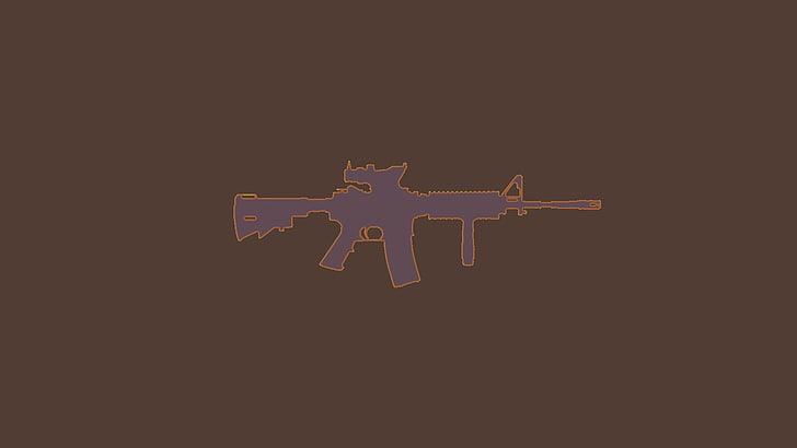 pistol, m416, M4A1, senapan mesin, AR-15, ACOG, siluet, Wallpaper HD