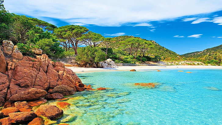 Playa de Palombaggia en la isla de Córcega en Francia Fondo de pantalla 4k Uhd para teléfonos móviles de escritorio Mesa y portátil 2880 × 1620, Fondo de pantalla HD