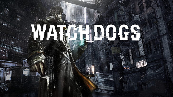 miasto, broń, broń, deszcz, mężczyzna, Ubisoft, 2013, Watch Dogs, Ubisoft Montreal, Watchdogs, Ubisoft Reflections, Tapety HD