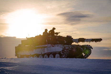 Leopard 2, Armia Norweska, Panserbataljonen, zbroja, śnieg, Kampeskadronen, czołg, Leopard 2A4NO, Tapety HD HD wallpaper