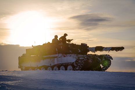 Leopard 2A4NO, snow, tank, Panserbataljonen, Kampeskadronen, Norwegian Army, Leopard 2, armor, HD wallpaper HD wallpaper