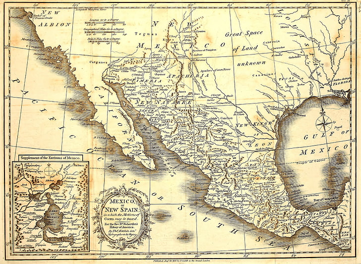 멕시코, 오래 된,지도, 종이, HD 배경 화면