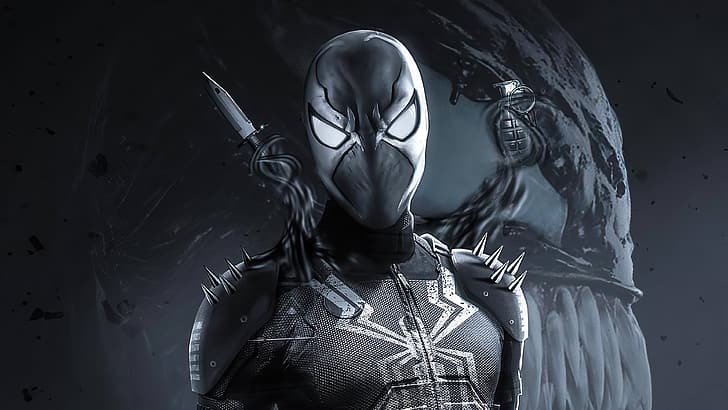 Черный костюм Человека-паука, Человек-паук, черный, HD обои