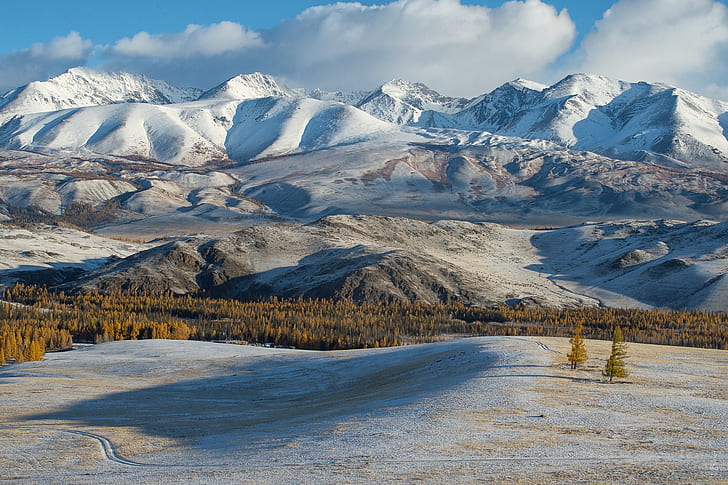 冬、雪、風景、山、自然、 HDデスクトップの壁紙