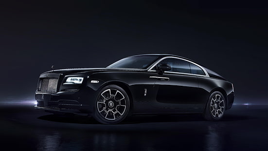 black car, luxury car, luxury vehicle, rolls royce, rolls royce wraith, 2017, HD wallpaper HD wallpaper