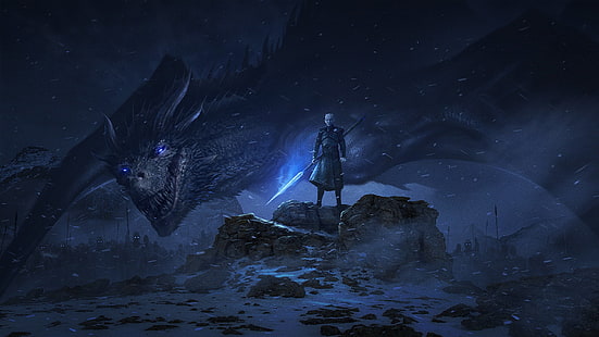 drago, arte, serie, Game of Thrones, The Night King, Sfondo HD HD wallpaper