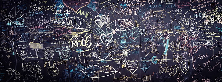 pano de fundo, lousa, giz, quadro negro, rabisco, desenho, desenhado, grafite, mão, coração, amor, áspero, textura, dia dos namorados, parede, HD papel de parede