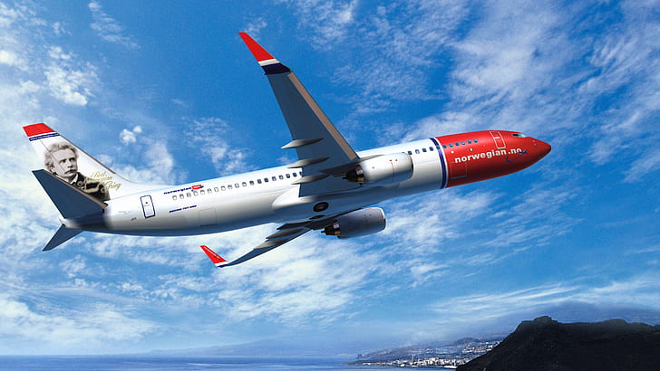 노르웨이 항공, 보잉 737 비행기, 노르웨이 항공, 보잉, 비행기, HD 배경 화면