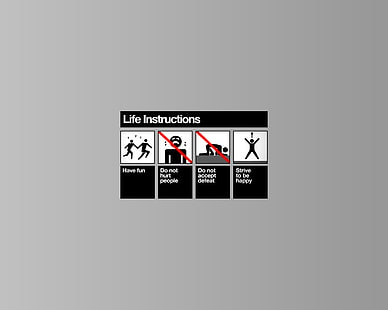 life instructions illustration, motivational, minimalism, humor, simple background, HD wallpaper HD wallpaper