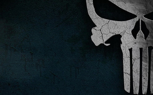 Symbole du punisseur, bandes dessinées, punisseur, noir, sombre, crâne, Fond d'écran HD HD wallpaper